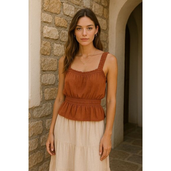 NWT Marine Layer Women’s Burnt Orange Tank Sm Boho Chic Cottagecore Summercore - Picture 1 of 14